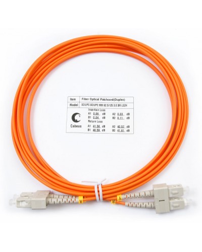 Шнур оптический duplex SC-SC 62,5/125 mm 3м LSZH Cabeus FOP-62-SC-SC-3m в Березниках Патч-корды оптические Pintop.ru