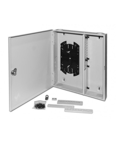 Бокс оптический универсальный настенный, от 8 до 32 портов (SC, duplex LC, ST, FC) Hyperline FO-WBX-4xSLT-W140H42-32UN-GY в Березниках Кросс оптический Pintop.ru