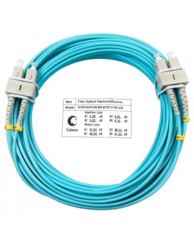 Шнур оптический duplex SC-SC 50/125 mm OM3 10м LSZH Cabeus FOP-50-SC-SC-10m в Березниках Патч-корды и пигтейлы Pintop.ru