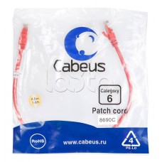 Патч-корд UTP, категория 6, 0.5 м, неэкранированный, красный Cabeus PC-UTP-RJ45-Cat.6-0.5m-RD
