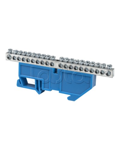 Шина 0 N (6x9мм) 20 отв. цинк синий изолятор на DIN-рейку EKF PROxima (sn1-63-20-d) в Березниках Клеммные колодки Pintop.ru