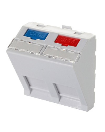 Адаптер 45 × 45 мм для 2 модулей Keystone, наклонный, белый Eurolan (16B-45-04WT) в Березниках Модули Keystone Pintop.ru