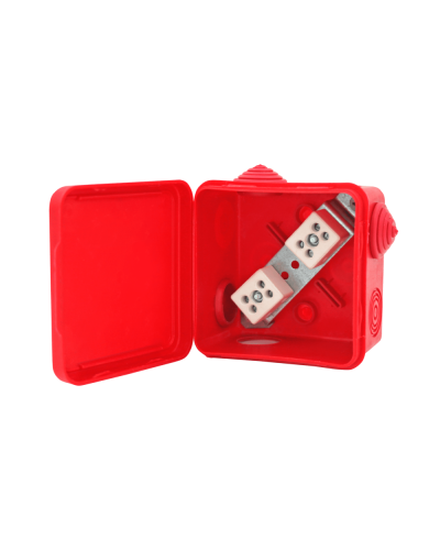 Коробка распределительная огнестойкая КРОПС-П3, IP54, габаритные размеры 80х80х50 мм, для кабелей сечением до 2,5 мм2, 4 клеммы КМ-Профиль (FRJB-KM-P3-2.5-04-КРОПС-IP54) в Березниках Распределительные коробки Pintop.ru