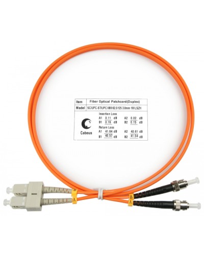 Шнур оптический duplex SC-ST 62,5/125 MM 1 м LSZH Cabeus FOP-62-SC-ST-1M в Березниках Патч-корды оптические Pintop.ru