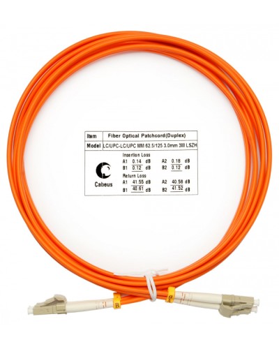 Шнур оптический duplex LC-LC 62,5/125 mm 3м LSZH Cabeus FOP-62-LC-LC-3m в Березниках Патч-корды оптические Pintop.ru