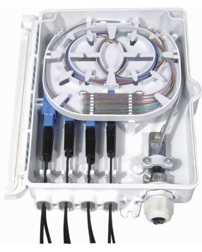 Бокс оптический настенный, 8 портов (SC, duplex LC), без пигтейлов и проходных адаптеров Hyperline FO-WBI-8A-GY в Березниках Кросс оптический Pintop.ru