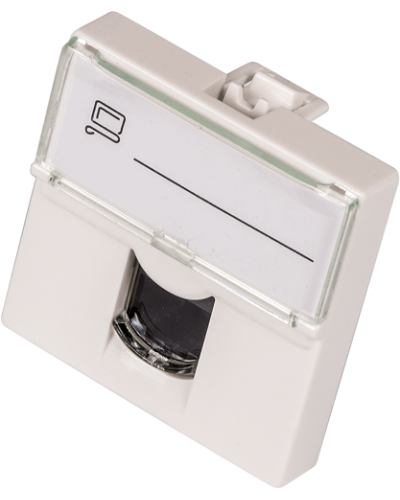 Вставка Mosaic 45x45, RJ-45 UTP, кат.6, со шторкой и увеличенным окном маркировки, белая LANMASTER LAN-SIP-23U6-WH в Березниках Аксессуары для кабель-канала Pintop.ru