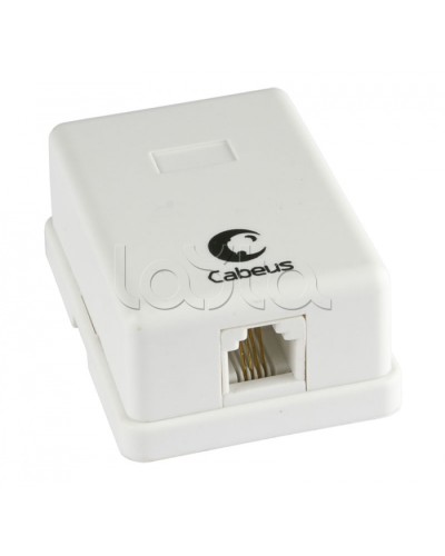 Розетка телефонная RJ-12(6P4C), одинарная, внешняя, белая Cabeus WS-6P4C-TEL-1 в Березниках Розетки компьютерные и телефонные Pintop.ru