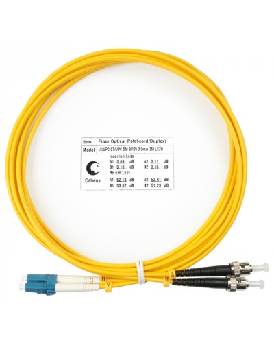 Шнур оптический duplex LC-ST 9/125 sm 3м LSZH Cabeus FOP(d)-9-LC-ST-3m в Березниках Патч-корды оптические Pintop.ru