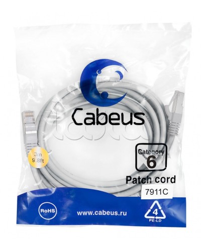 Патч-корд Cabeus PC-FTP-RJ45-CAT.6-3M-LSZH в Березниках Патчкорды (медные) Pintop.ru