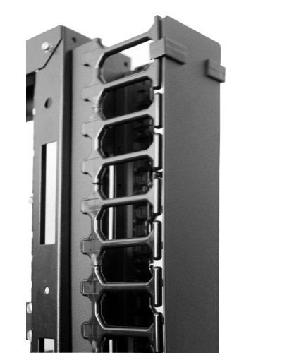 Вертикальный кабельный органайзер с пласт. пальцами для шкафов ШТК-СП-42.6.x, 2 компл ЦМО (ВКО-П-20/42U-9005) в Березниках Кабельные органайзеры Pintop.ru