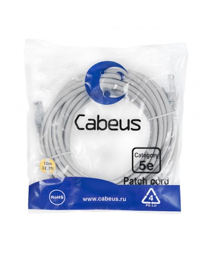 Шнур коммутационный Cabeus PC-UTP-RJ45-Cat.5e-10m в Березниках Патчкорды (медные) Pintop.ru