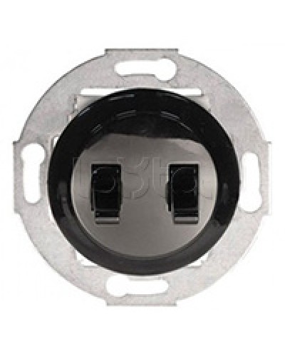 Экопласт Выключатель 2-рычажковый (схема 5) 10 A, 250 B (черный) Vintage в Березниках Розетки компьютерные и телефонные Pintop.ru