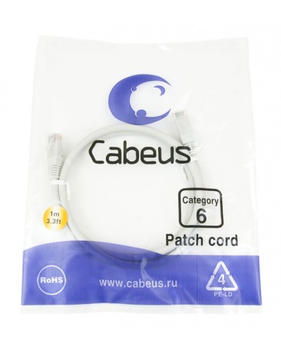 Шнур коммутационный 2xRJ-45/8P8C U/UTP кат.6 (1 м) Cabeus PC-UTP-RJ45-Cat.6-1m в Березниках Патчкорды (медные) Pintop.ru
