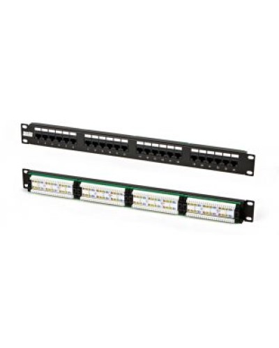 Патч-панель высокой плотности 19, 0.5U, 24 порта RJ-45, категория 5e, Dual IDC Hyperline PPHD-19-24-8P8C-C5e-110D в Березниках Патч панель Pintop.ru