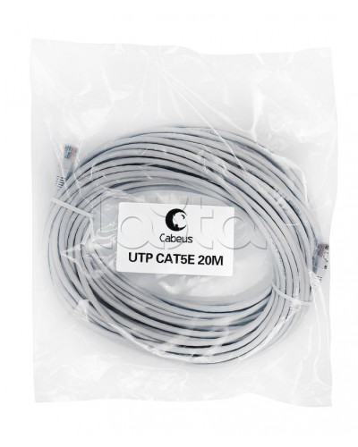 Шнур коммутационный 2xRJ-45/8P8C U/UTP кат.5е (20 м) Cabeus PC-UTP-RJ45-Cat.5e-20m в Березниках Патчкорды (медные) Pintop.ru