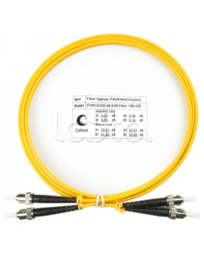 Шнур оптический duplex ST-ST 9/125 sm 1,5м LSZH Cabeus FOP(d)-9-ST-ST-1,5m в Березниках Патч-корды оптические Pintop.ru