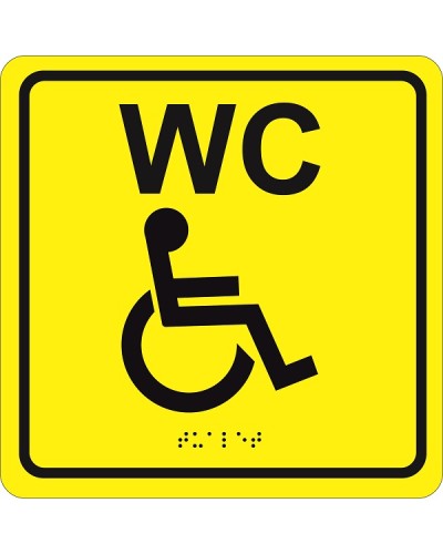 Табличка тактильная Hostcall MP-010Y3Туалет для инвалидов (200x200мм) желтый в Березниках Система оповещения и трансляции Hostcall Pintop.ru