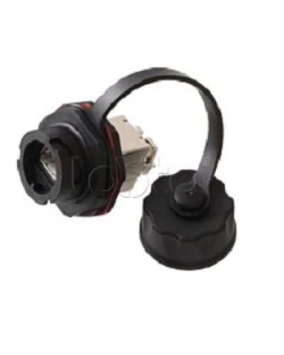 Индустриальный модуль-вставка NIKOMAX, Кат.6a (Класс Ea), 500МГц, RJ45/8P8C, 110/KRONE, T568A/B, экранированный, IP67, с защитной крышкой, черный NIKOMAX (NMC-KJSA2-IS-BK) в Березниках Модули Keystone Pintop.ru