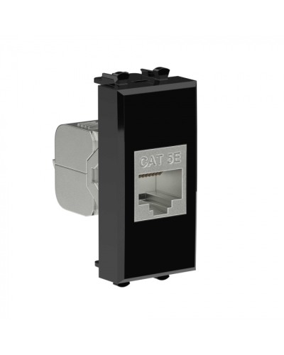 Avanti Компьютерная розетка RJ-45 без шторки модульная, кат.5е экран., Черный квадрат 1модуль DKC (4402761) в Березниках Коннекторы Pintop.ru