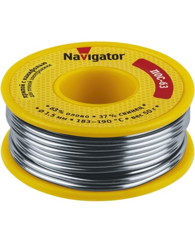 Припой Navigator 93 781 NEM-Pos05-63K-1.5-K50 (ПОС-63, катушка, 1.5 мм, 50 гр) в Березниках Аксессуары для кабель-канала Pintop.ru