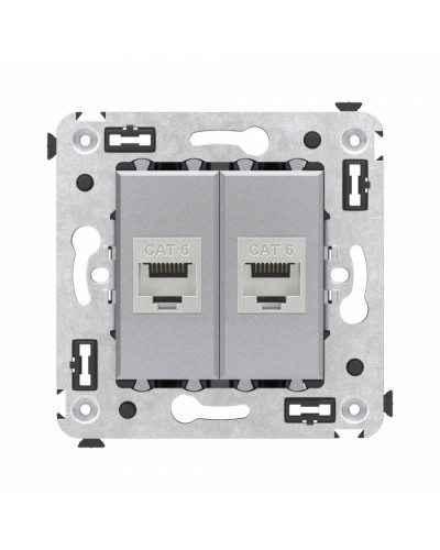 Компьютерная розетка RJ-45 в стену, кат.6 двойная экранированная, Avanti, Закаленная сталь DKC (4404794) в Березниках Розетки компьютерные и телефонные Pintop.ru