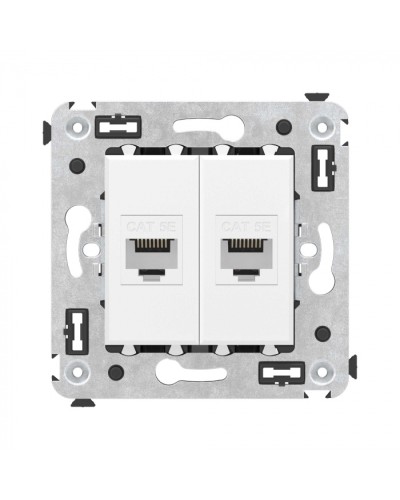 Компьютерная розетка RJ-45 без шторки в стену, кат.5е двойная, Avanti, Белое облако DKC 4400664 в Березниках Розетки компьютерные и телефонные Pintop.ru
