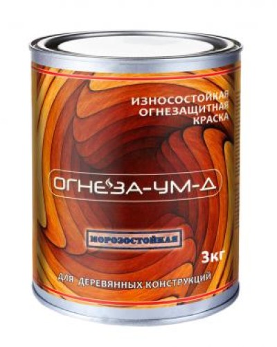 Краска огнезащитная вспучивающаясядля древесины Огнеза марки «ОГНЕЗА-УМ-Д» атмосферостойкая, ведро 3 кг., цвет серый в Березниках Огнезащитные краски Pintop.ru