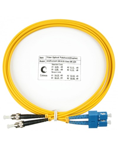 Шнур оптический duplex SC-ST 9/125 SM 2 м LSZH Cabeus FOP(d)-9-SC-ST-2M в Березниках Патч-корды оптические Pintop.ru