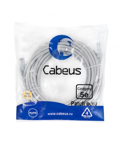 Патч-корд медный U/UTP кат.5е (20м) LSZH (серый) Cabeus (PC-UTP-RJ45-Cat.5e-20m-LSZH) в Березниках Патчкорды (медные) Pintop.ru