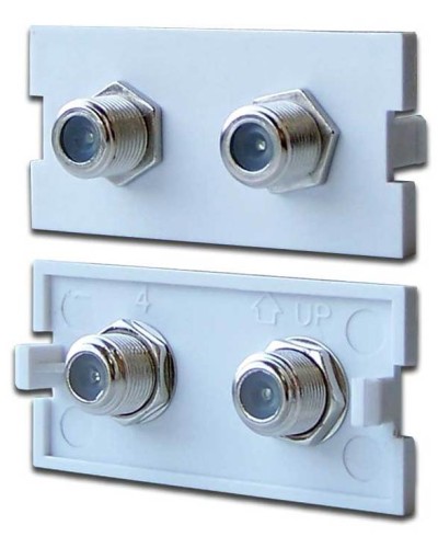 Вставка модульная с 2хF адаптерами в розетку LAN-MB, белая LANMASTER LAN-MBP-2TV/F-WH в Березниках Коннекторы Pintop.ru