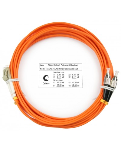 Шнур оптический duplex LC-FC 62,5/125 mm 10м LSZH Cabeus FOP-62-LC-FC-10m в Березниках Патч-корды оптические Pintop.ru