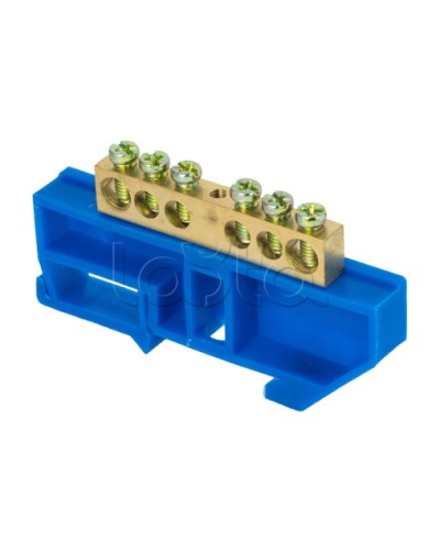 Шина 0 N (8х12мм) 6 отверстий латунь синий изолятор на DIN-рейку EKF PROxima (sn0-125-6-d) в Березниках Клеммные колодки Pintop.ru