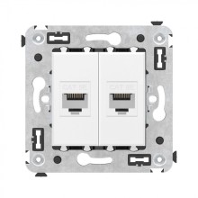 Компьютерная розетка RJ-45 без шторки в стену, кат.5е двойная, "Avanti", "Белое облако" DKC 4400664