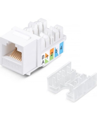 Модуль Keystone Jack RJ-45(8P8C), UTP неэкранированный, CAT 5e, тип 90 градусов, белый REXANT PRO 02-0064 в Березниках Модули Keystone Pintop.ru