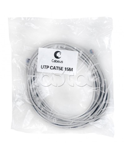 Патч-корд UTP, категория 5e, 15 м, неэкранированный, серый Cabeus PC-UTP-RJ45-Cat.5e-15m в Березниках Патчкорды (медные) Pintop.ru