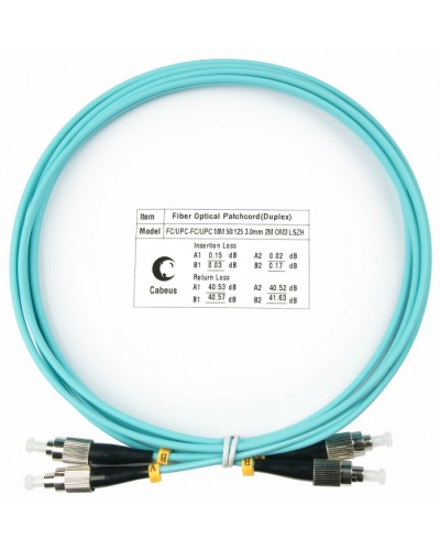 Шнур оптический duplex FC-FC 50/125 mm OM3 2м LSZH Cabeus FOP-50-FC-FC-2m в Березниках Патч-корды и пигтейлы Pintop.ru