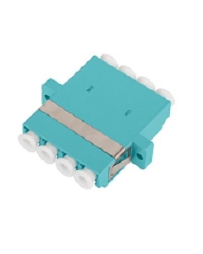 Адаптер NIKOMAX волоконно-оптический, соединительный, многомодовый, стандарта OM3, LC/UPC-LC/UPC, квадро, пластиковый, без шторки, с фланцами, аква, уп-ка 2шт. в Березниках Проходные адаптеры и розетки оптические Pintop.ru