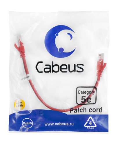 Патч-корд медный U/UTP кат.5е (0,3м) LSZH (красный) Cabeus (PC-UTP-RJ45-Cat.5e-0.3m-RD-LSZH) в Березниках Патчкорды (медные) Pintop.ru