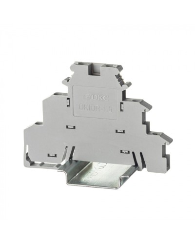 Клемма трехуровневая, винтовой зажим, 6 точек подключения, 2.5 кв.мм, серая DKC (DKIDR-1.5) в Березниках Клеммные колодки Pintop.ru