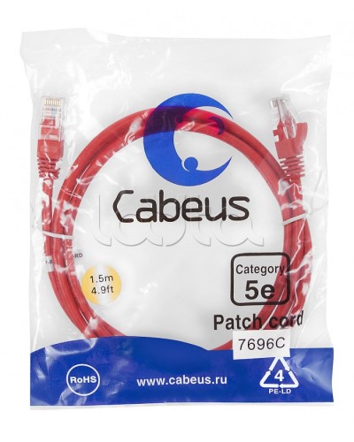 Патч-корд медный U/UTP кат.5е (1,5м) LSZH (красный) Cabeus (PC-UTP-RJ45-Cat.5e-1.5m-RD-LSZH) в Березниках Патчкорды (медные) Pintop.ru