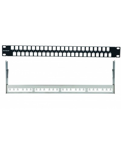 Комм. панель наборная 19, 1U, 48 портов под прямые UTP Keystone Eurolan (27B-00-48BL) в Березниках Патч панель Pintop.ru