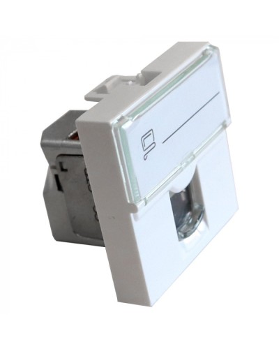 Вставка Mosaic 45x45, RJ-45 STP, кат.6, со шторкой и увеличенным окном маркировки, белая LANMASTER LAN-SIP-23S6-WH в Березниках Модули Keystone Pintop.ru