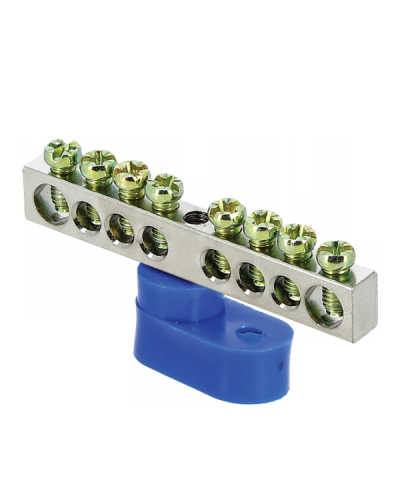 Шина 0 N (6x9мм) 8 отв. цинк синий угловой изолятор EKF PROxima (sn1-63-08-1) в Березниках Крепежные изделия Pintop.ru