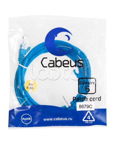 Патч-корд U/UTP Cabeus PC-UTP-RJ45-Cat.6-2m-BL-LSZH в Березниках Патчкорды (медные) Pintop.ru