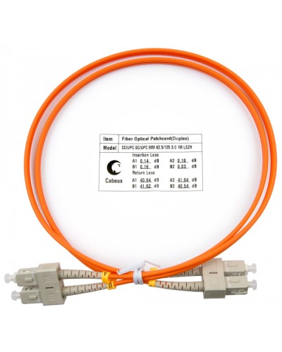 Шнур оптический duplex SC-SC 62,5/125 mm 1м LSZH Cabeus FOP-62-SC-SC-1m в Березниках Патч-корды оптические Pintop.ru
