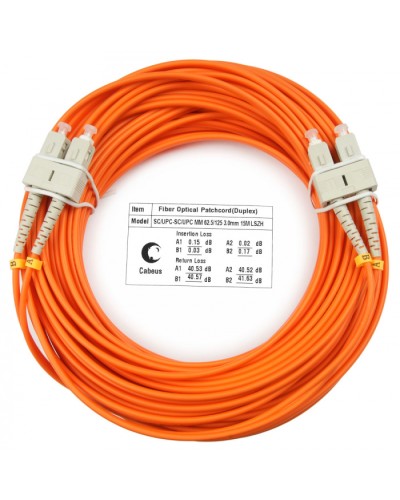Шнур оптический duplex SC-SC 62,5/125 mm 25м LSZH Cabeus FOP-62-SC-SC-25m в Березниках Патч-корды оптические Pintop.ru