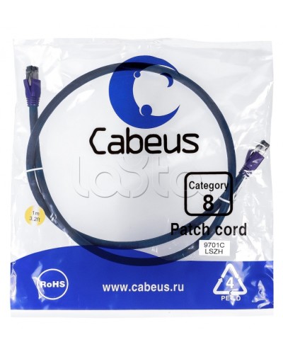 Патч-корд S/FTP Cabeus PC-SSTP-RJ45-Cat.8-1m-LSZH в Березниках Патчкорды (медные) Pintop.ru