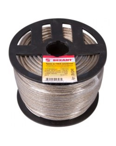 Трос стальной в ПВХ изоляции d4 мм (100 м) REXANT 09-5240 в Березниках Крепежные изделия Pintop.ru