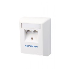 Настенная коробка 2-портовая UTP категории 5e угловая, белый Eurolan (12D-U5-02WT)